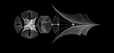 Annamaria & Marzio Sala, Chronhomme II, 1988 Projektion eines zweigeteilten Fotolithos, 3,5 x 9 m durch Overhead-Projektor nach einer Tusche-Zeichnung, 120 x 320 cm,  erworben vom Förderkreis für Gegenwartskunst 1995 Kunsthalle Bremen