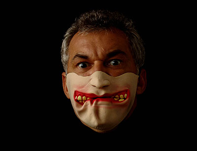 Marcos Chaves digital photo image from Untitled (Laugh Mask) 2005 video, 1 min. 55 sec. (loop) in collaboration with André Sheik (camera) and Leo Domingues (editing) photo: André Sheik