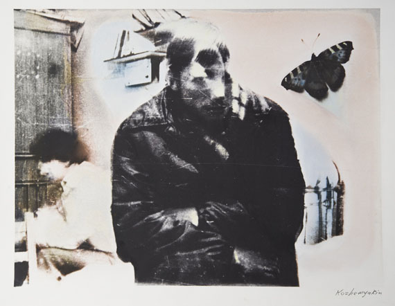 Sergey Kozhemyakin From the series Blue Butterflies, 1992Gelatin silver print, multi toning, mixed media