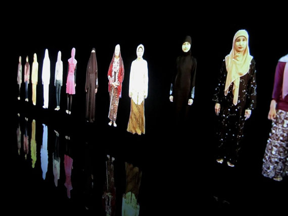 Krisna Murti (Indonesian, born 1957), installation of Video Hijab, 2012. Four-channel video with sound. Courtesy of the artist.
