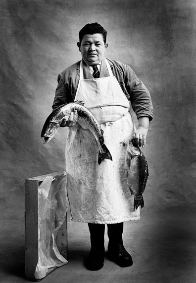 Fred Mayer: Pietro Zanoli, Fischverkäufer beim Bianchi, Zürich, 1971