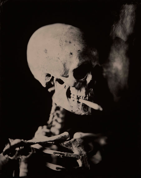 Hans de Kort: Head of a Skeleton with a Burning Cigarette, 2018

