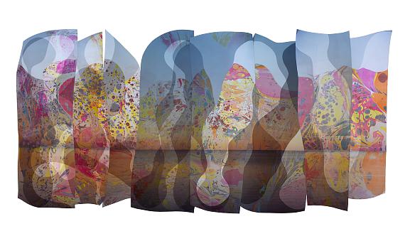 CHLOE SELLSMeeting of the minds (Botswana, 2017)Chromogenic print with acrylic paint67 x 155 cm / 107.5 cm x 167.5 cm framedUnique