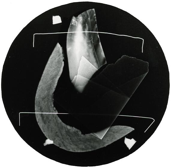 Pidder Auberger: Muscheltondo, 1990, photogram and negative collage, variation of two, gelatin silver print, images Ø 101 cm, sheet Ø 125 cm