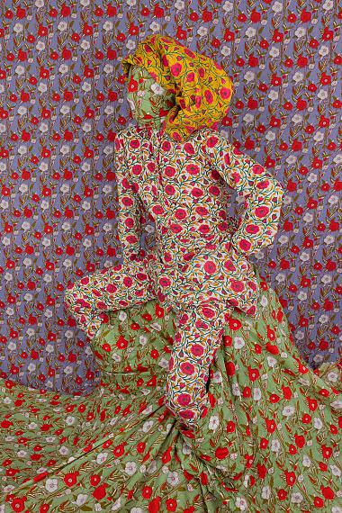Alia AliPosing in Pop, 2023Pigment Print, mounted, framed with handprinted cotton from Rajasthan167.5 x 117 x 7.5 cmEdition of 3 + 2 AP