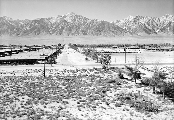 Ansel Adams, “Manzanar Relocation Center from Tower”, 1943
