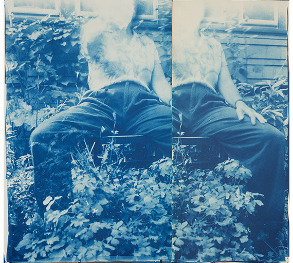 Joan Lyons, 50th Birthday (Diptych), 1987, cyanotype, 2 sheets. Collection of Joan Lyons, Rochester NY. © Joan Lyons. Photo courtesy of the artist