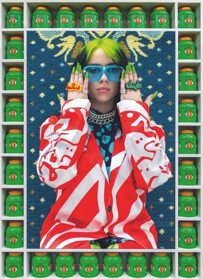 Billie Eilish © Hassan Hajjaj, 2019/1440 Part of My Rockstars series Courtesy of Billie Eilish, Vogue Us, 193 Gallery, Paris & Hassan Hajjaj Studio
