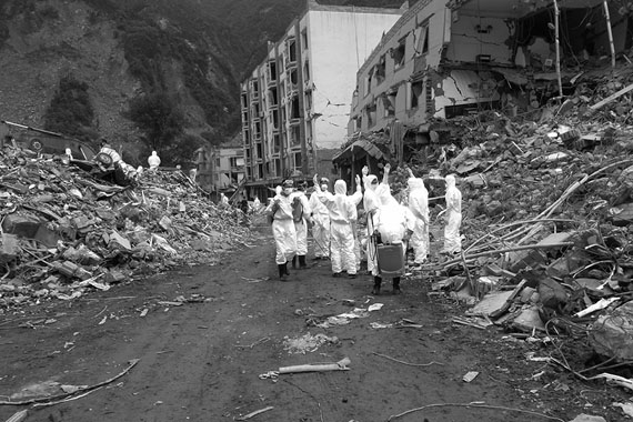 Sichuan Earthquake Photos, 2008. One of 16 black-and-white photographs. 20 x 13 35in/ 50.8 x 33.8 cm. Photo credit: Ai Weiwei