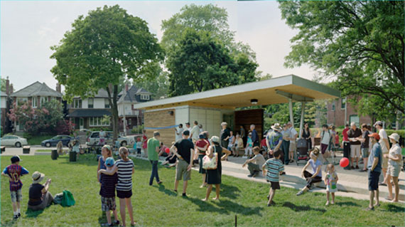 Scott McFarland, Pavilion Ribbon Cutting Ceremony, Jean Silbelius Square Park, June 10, 2012, Toronto, 2013, Courtesy of the artist