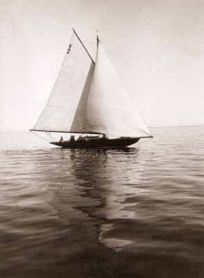 Waldemar Abegg"Segelboot Swantewit", 1906, Peking, 11,8 x 8,9cm,Vintage vermutlich Salzpapierabzug