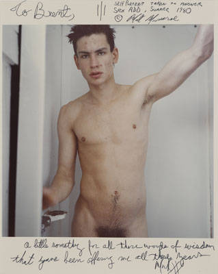 Mark Morrisroe, Self-Portrait (to Brent), 1982, C-print, negative sandwich, retouched with ink and marker, 50.5 x 40.5 cm, Private collection Brent Sikkema, © The Estate of Mark Morrisroe (Ringier Collection) at Fotomuseum Winterthur