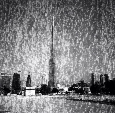 Ziad Antar, Burj Khalifa Expired, 2010, black and white silver print, 150x150cm, Commissioned by Sharjah Art Foundation, Artist in Residence, courtesy of the artist